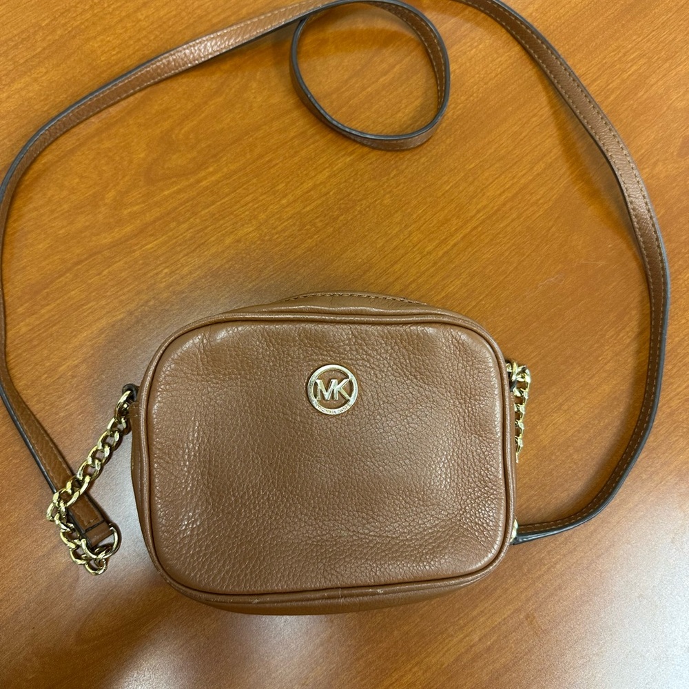 Michael Kors Gold and Brown Crossbody Bag